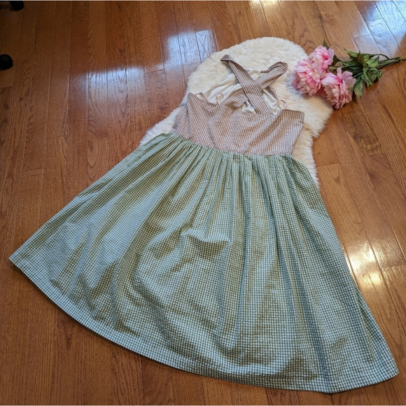 GAL MEETS GLAM Alma Two- Color Gingham Halter Neck Dress 20 - Picture 9 of 15